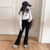 Jarné a jesenné dievčenské rozšírené rifle, detské džínsy, detské nohavice pre dospievajúcich, detské oblečenie, mäkké, úzke, elastické, 5-14 rokov