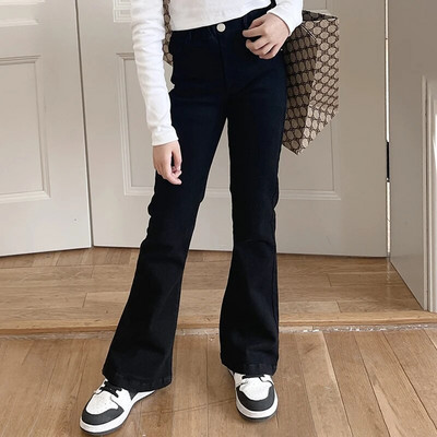 Jarné a jesenné dievčenské rozšírené rifle, detské džínsy, detské nohavice pre dospievajúcich, detské oblečenie, mäkké, úzke, elastické, 5-14 rokov