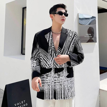 NOYMEI Lapel 2024 Нов мъжки костюм, палто, печатен дизайн в корейски стил, едноредов моден пролетен темперамент, мъжки блейзър WA1166