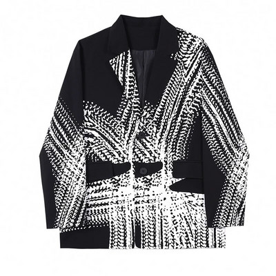 NOYMEI rever 2024 nou costum pentru bărbați haină stil coreean imprimare design la un singur piept moda primăvară temperament sacou masculin WA1166