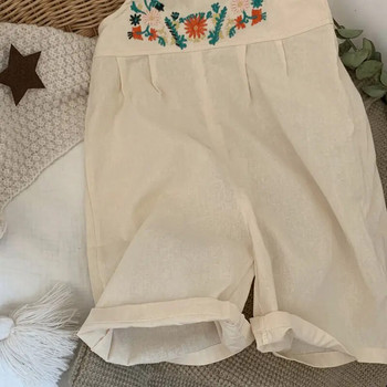 2022 Baby Girls Καλοκαιρινή φόρμα παντελόνι κομψό κέντημα λουλούδι βαμβακερά άνετα ρούχα Παιδικά Παιδικά casual ρούχα