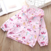 2024 Nouă primăvară, vară, jachetă de vânt pentru copii pentru fete, trenci de modă, desene animate, cu glugă, haine pentru copii