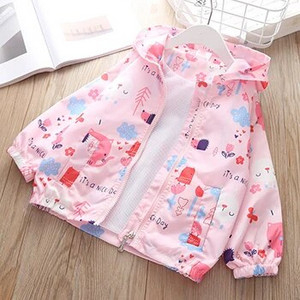 2024 Nouă primăvară, vară, jachetă de vânt pentru copii pentru fete, trenci de modă, desene animate, cu glugă, haine pentru copii