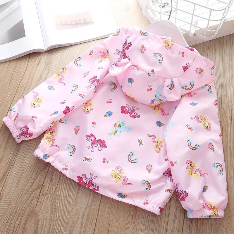 2024 Nouă primăvară, vară, jachetă de vânt pentru copii pentru fete, trenci de modă, desene animate, cu glugă, haine pentru copii