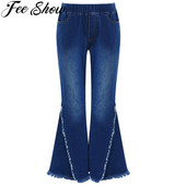 Fete Blugi subțiri Pantaloni evazați Nou primăvară Toamnă Adolescent Copii Casual Pantaloni largi Copii Talie elastică Pantaloni din denim Cu clopoței