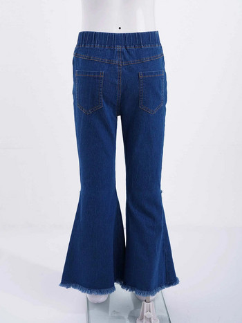 Κορίτσια Slim Jeans Flared Παντελόνι Νέο Άνοιξη Φθινόπωρο Εφηβικό Παιδί Casual Παιδικό Φαρδύ Παντελόνι Παιδικό Ελαστική Μέση Τζιν Παντελόνι Καμπάνα