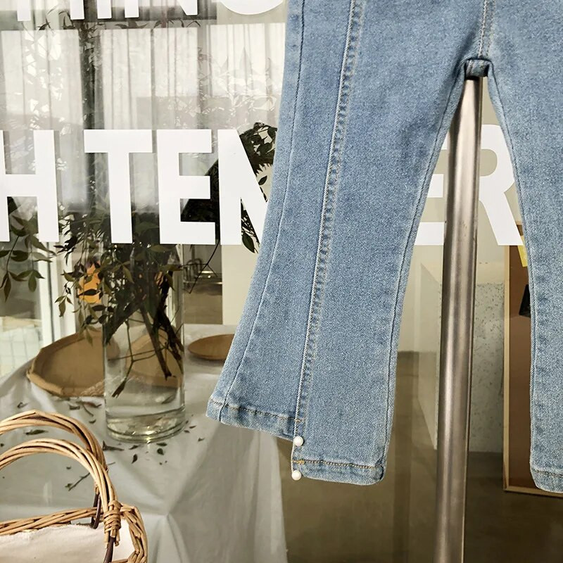 Detské rifle pre dievčatá, elegantné batoľacie, jesenné a zimné oblečenie pre deti od 2 do 8 rokov, elastické, džínsové nohavice, ležérne nohavice