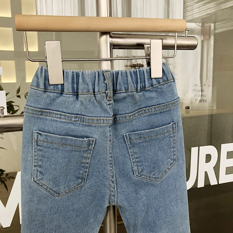 Detské rifle pre dievčatá, elegantné batoľacie, jesenné a zimné oblečenie pre deti od 2 do 8 rokov, elastické, džínsové nohavice, ležérne nohavice