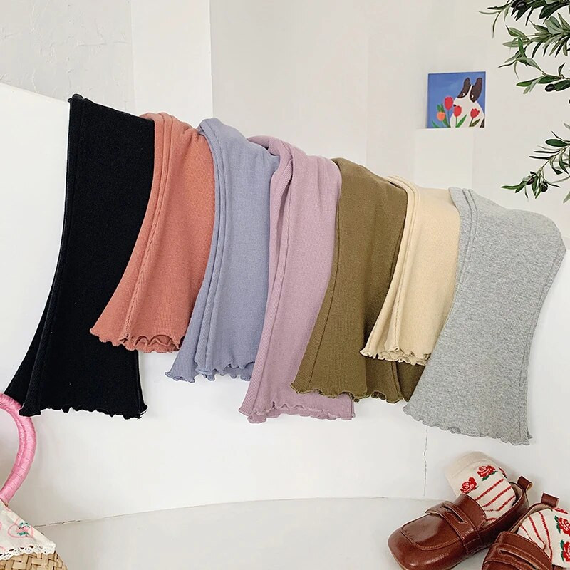 Jesenné detské dievčenské nohavice cukríkových farieb Detské oblečenie Legíny Nohavice Detské dievčenské nohavice so zvonovým dnom Pletené nohavice pre bábätká