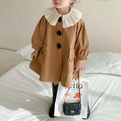 Άνοιξη φθινόπωρο Νέο κορεατικό στυλ Kawaii Fashion Girls Trench Solid casual baby παιδικά εξωτερικά ενδύματα Χαριτωμένα γλυκά παιδικά παλτό πριγκίπισσας