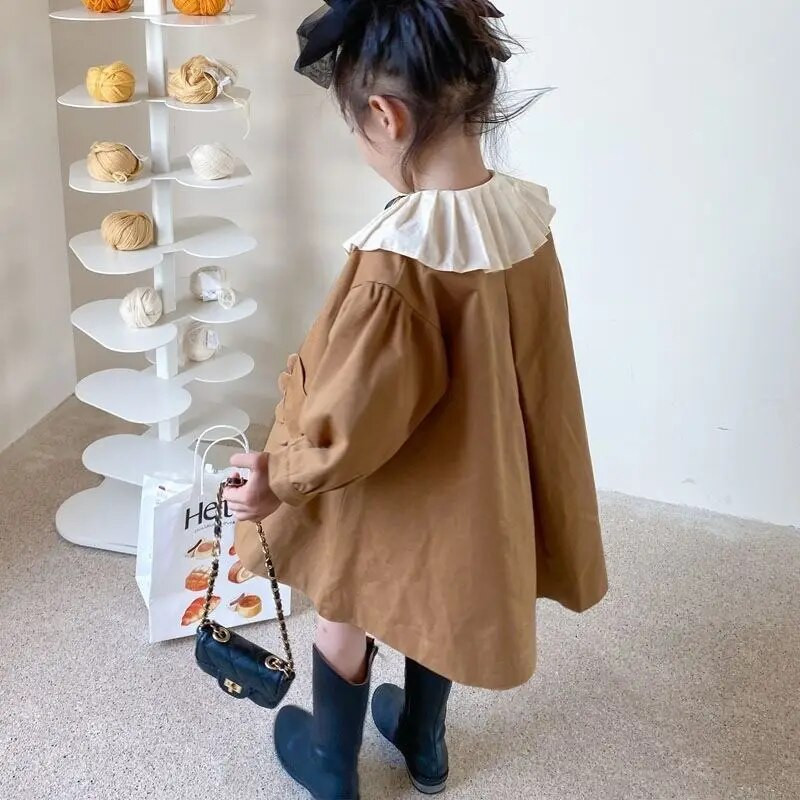 Άνοιξη φθινόπωρο Νέο κορεατικό στυλ Kawaii Fashion Girls Trench Solid casual baby παιδικά εξωτερικά ενδύματα Χαριτωμένα γλυκά παιδικά παλτό πριγκίπισσας