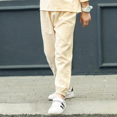 Vaikiškos kelnės Medvilninės Lininės vaikiškos kelnės Vasarinės kelnės nuo uodų berniukams Mergaitėms Saldainių Spalva Kvėpuojanti Mada Laisvalaikio Ilgos