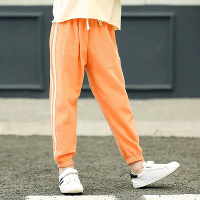 Vaikiškos kelnės Medvilninės Lininės vaikiškos kelnės Vasarinės kelnės nuo uodų berniukams Mergaitėms Saldainių Spalva Kvėpuojanti Mada Laisvalaikio Ilgos