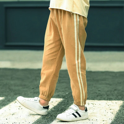 Vaikiškos kelnės Medvilninės Lininės vaikiškos kelnės Vasarinės kelnės nuo uodų berniukams Mergaitėms Saldainių Spalva Kvėpuojanti Mada Laisvalaikio Ilgos