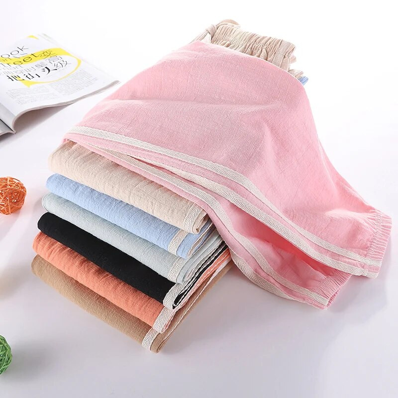 Vaikiškos kelnės Medvilninės Lininės vaikiškos kelnės Vasarinės kelnės nuo uodų berniukams Mergaitėms Saldainių Spalva Kvėpuojanti Mada Laisvalaikio Ilgos