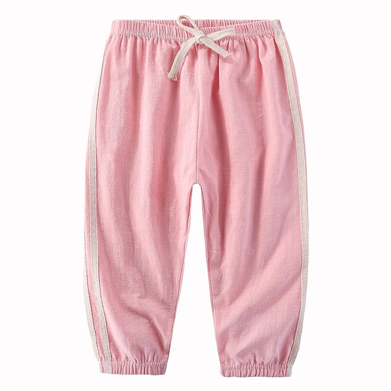 Vaikiškos kelnės Medvilninės Lininės vaikiškos kelnės Vasarinės kelnės nuo uodų berniukams Mergaitėms Saldainių Spalva Kvėpuojanti Mada Laisvalaikio Ilgos