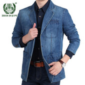 Sacou din denim pentru bărbați, toamnă iarnă, din bumbac, ocazional, pentru costum de modă, pentru bărbați, costume slim fit, bluze, blazer de dimensiuni mari, pentru bărbați