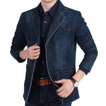 Ανδρικό τζιν μπλέιζερ φθινοπωρινό βαμβακερό κοστούμι μόδας casual ανδρικό κοστούμι με λεπτή εφαρμογή Jeans Blazers Plus Size Blazer Masculino