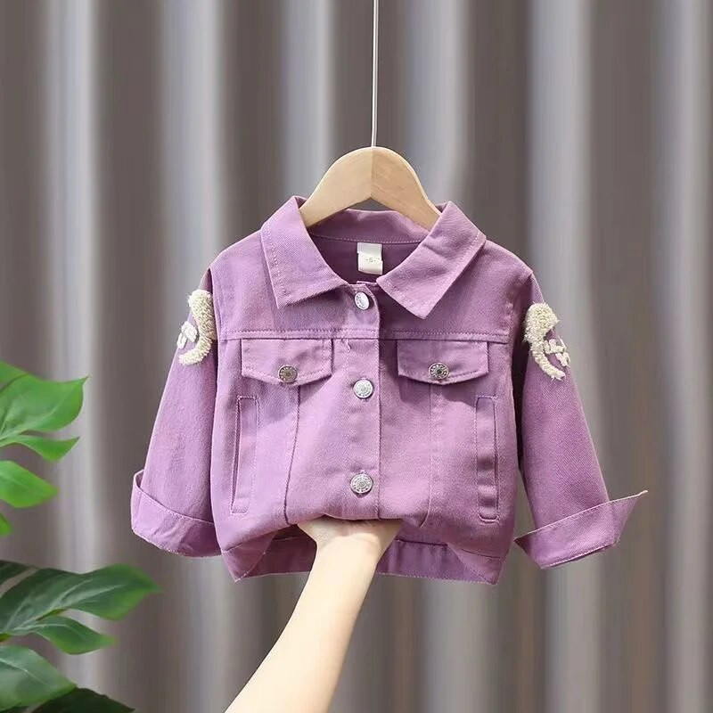 Νέο κοριτσίστικο τζιν μπουφάν Ανοιξιάτικο φθινόπωρο μοτίβο κινουμένων σχεδίων Κορυφαία μόδα Cowboys Cardigan Baby casual παλτό 0-6 ετών