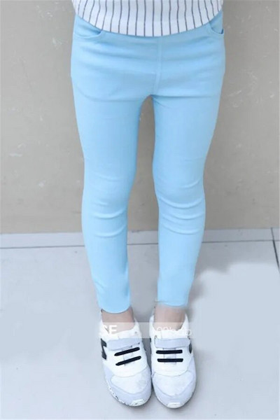 Nové jesenné detské oblečenie, horúce dievčenské rifle, úzke detské nohavice, detské ležérne dlhé nohavice, batoľacie dievčenské nohavice