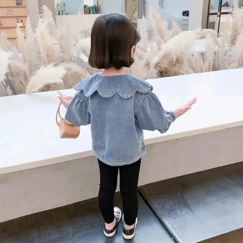 Jachetă de blugi pentru fetițe 1-10 ani, haină de blugi pentru copii la modă nouă, pentru fete, design dulce din dantelă, îmbrăcăminte exterioară de prințesă, îmbrăcăminte pentru copii