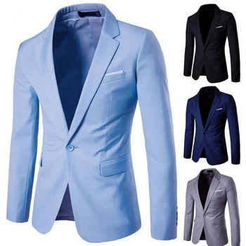 Обикновен ежедневен блейзър, удобен костюм, яке с ревер, тънко прилепнало чисто цветно сако, тънко