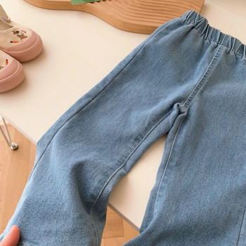 Κορεάτικο παντελόνι με φαρδύ πόδι για κορίτσια 2-7 ετών Άνοιξη μονόχρωμο τζιν Παιδικό παντελόνι μόδας Flare Παιδικά ρούχα