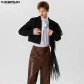 2023 Blazer bărbați din dantela mozaic rever cu mânecă lungă costume casual bărbați toamnă cu un singur buton haine de stradă la modă INCERUN S-5XL