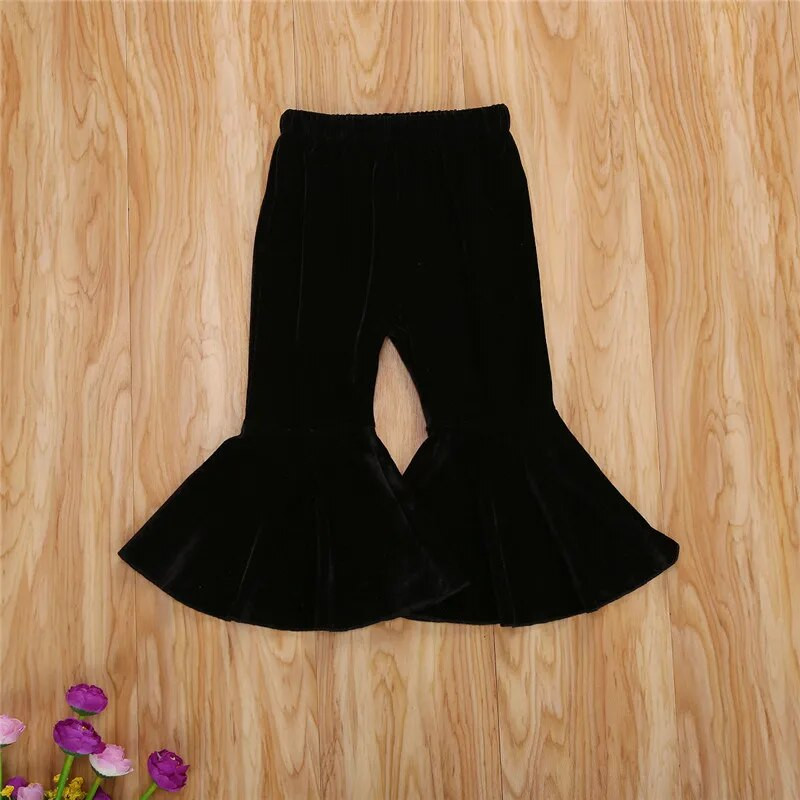 Primăvară Toamnă Fete Pantaloni casual din catifea Copii mici Bebeluși Fete Culoare uni Pantaloni cu picioare largi Pantaloni cu picioare 1-6A