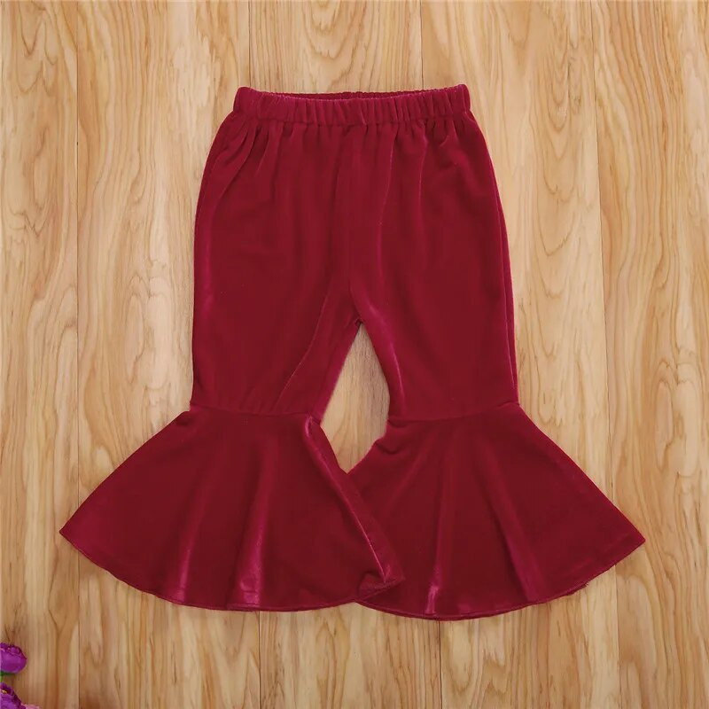Primăvară Toamnă Fete Pantaloni casual din catifea Copii mici Bebeluși Fete Culoare uni Pantaloni cu picioare largi Pantaloni cu picioare 1-6A