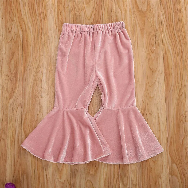 Primăvară Toamnă Fete Pantaloni casual din catifea Copii mici Bebeluși Fete Culoare uni Pantaloni cu picioare largi Pantaloni cu picioare 1-6A