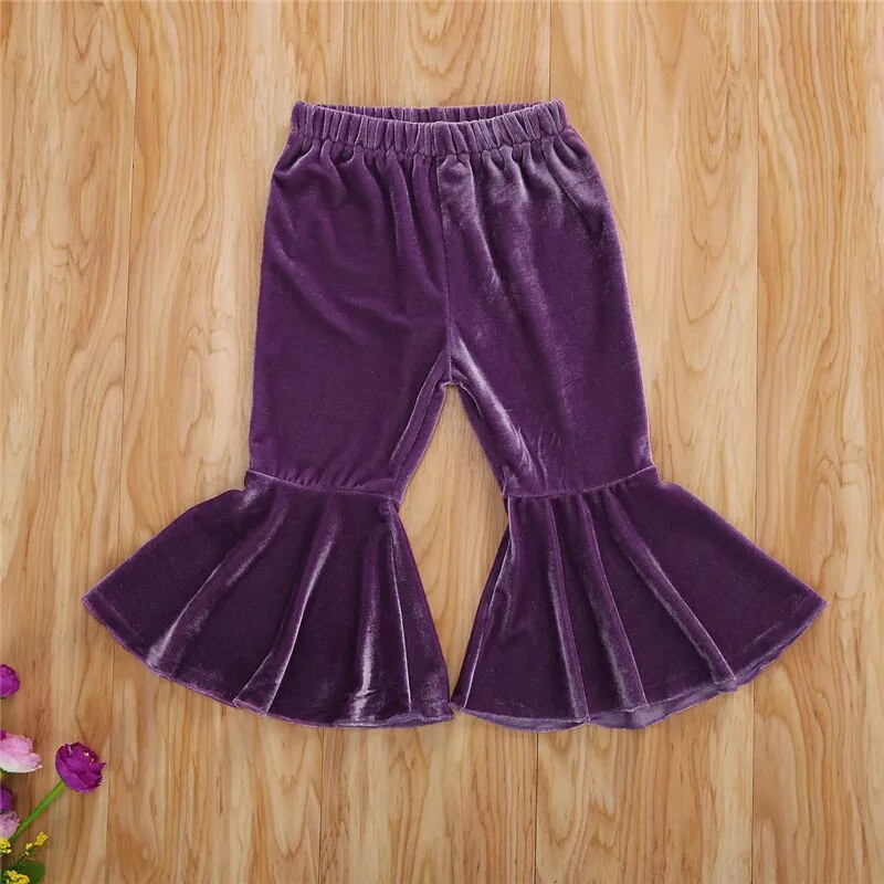 Primăvară Toamnă Fete Pantaloni casual din catifea Copii mici Bebeluși Fete Culoare uni Pantaloni cu picioare largi Pantaloni cu picioare 1-6A