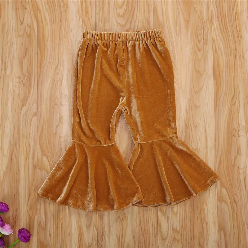 Primăvară Toamnă Fete Pantaloni casual din catifea Copii mici Bebeluși Fete Culoare uni Pantaloni cu picioare largi Pantaloni cu picioare 1-6A