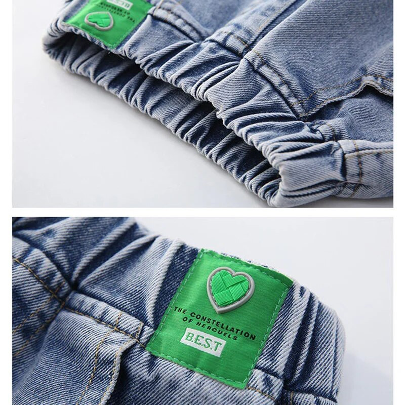 IENENS Dievčenské džínsy s vysokým pásom, vrecovité džínsy, rovné voľné nohavice so širokými nohavicami, jarné a jesenné kórejské módne džínsové nohavice