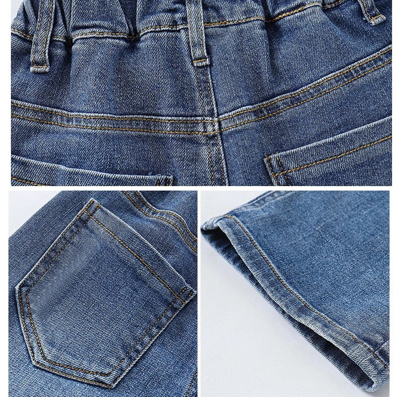 IENENS Dievčenské džínsy s vysokým pásom, rovné, voľné, široké nohavice, jarné a jesenné kórejské vrecovité džínsy, módne detské džínsové nohavice