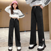 Φθινοπωρινά τζιν για κορίτσια Παιδικά τζιν παντελόνια φαρδιά τζιν για έφηβες παντελόνια φαρδύ πόδι 6 8 10 12 ετών Ελαστική μέση Παιδικό παντελόνι