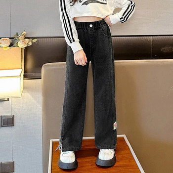 Φθινοπωρινά τζιν για κορίτσια Παιδικά τζιν παντελόνια φαρδιά τζιν για έφηβες παντελόνια φαρδύ πόδι 6 8 10 12 ετών Ελαστική μέση Παιδικό παντελόνι