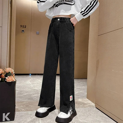 Φθινοπωρινά τζιν για κορίτσια Παιδικά τζιν παντελόνια φαρδιά τζιν για έφηβες παντελόνια φαρδύ πόδι 6 8 10 12 ετών Ελαστική μέση Παιδικό παντελόνι