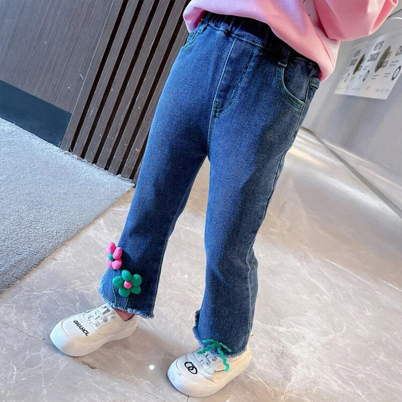 Jarné jesenné kórejské dievčatá s láskou Harajuku, džínsy, všetky druhy, roztomilé ležérne nohavice, výšivka, kawaii, detské oblečenie, sladké nohavice