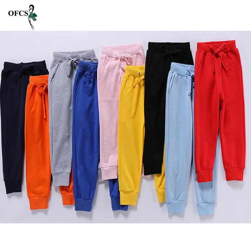 Nouă vânzare cu amănuntul Pantaloni din bumbac uni Băieți Fete Pantaloni sport casual Jogging Enfant Garcon Copii Pantaloni copii Unisex 2-10 ani