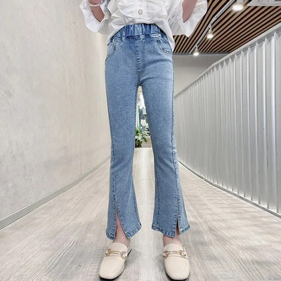 Detské rozšírené džínsy pre veľké dievčatá, džínsy s krátkym strihom, ležérne nohavice, detské tínedžerské, jarné, jesenné, detské džínsy pre dievčatá vo veku 10, 11, 12, 13 a 14 rokov.