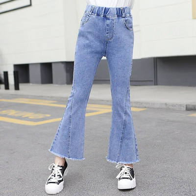 Detské rozšírené džínsy pre veľké dievčatá, džínsy s krátkym strihom, ležérne nohavice, detské tínedžerské, jarné, jesenné, detské džínsy pre dievčatá vo veku 10, 11, 12, 13 a 14 rokov.