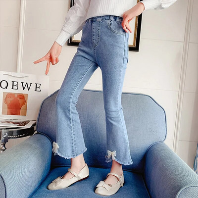 Detské rozšírené džínsy pre veľké dievčatá, džínsy s krátkym strihom, ležérne nohavice, detské tínedžerské, jarné, jesenné, detské džínsy pre dievčatá vo veku 10, 11, 12, 13 a 14 rokov.