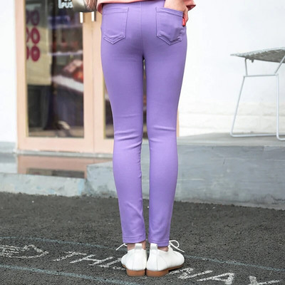 Uued tüdrukute pliiatspüksid kevadised ja sügisesed lapsed vabaaja ühevärvilised taskuga stretšpüksid WTP13