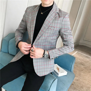 2023 Νέο κοστούμι ανδρικό σακάκι μόδας βρετανικά casual blazers λεπτές κλασικές καρό μπλούζες ανδρικά φθινοπωρινά ρούχα Terno Masculino