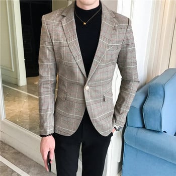 2023 Νέο κοστούμι ανδρικό σακάκι μόδας βρετανικά casual blazers λεπτές κλασικές καρό μπλούζες ανδρικά φθινοπωρινά ρούχα Terno Masculino