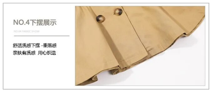 Dievčenský trenčkot, detské oblečenie, jar a jeseň, kórejská móda, stredne dlhý vrchný odev s klopou, 2023