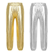 Leggings pentru copii, băieți, fete, lucioase, metalice, cu talie elastică, pantaloni punk lungi, toamnă pentru copii, îmbrăcăminte hip hop, pantaloni de streetwear