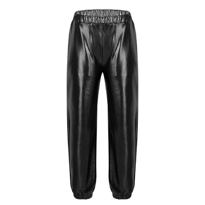Leggings pentru copii, băieți, fete, lucioase, metalice, cu talie elastică, pantaloni punk lungi, toamnă pentru copii, îmbrăcăminte hip hop, pantaloni de streetwear
