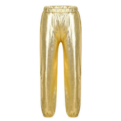 Leggings pentru copii, băieți, fete, lucioase, metalice, cu talie elastică, pantaloni punk lungi, toamnă pentru copii, îmbrăcăminte hip hop, pantaloni de streetwear